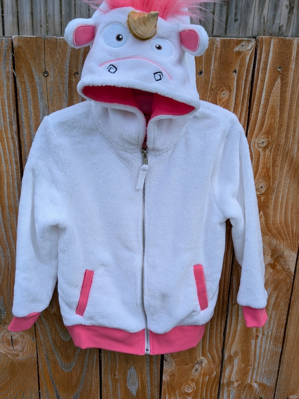 Universal White & Pink Unicorn Hooded Zip-Up Sweatshirt